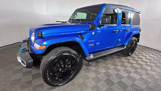 2023 Hydro Blue Pearl Coat Jeep Wrangler Sahara 4xe 4X4 SUV