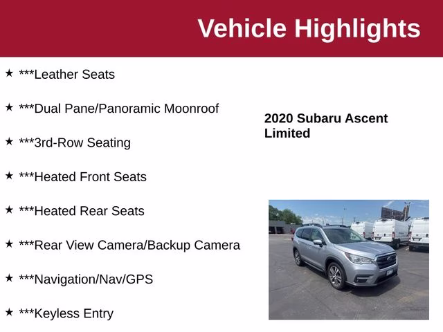 2020 Ice Silver Metallic Subaru Ascent Limited AWD SUV