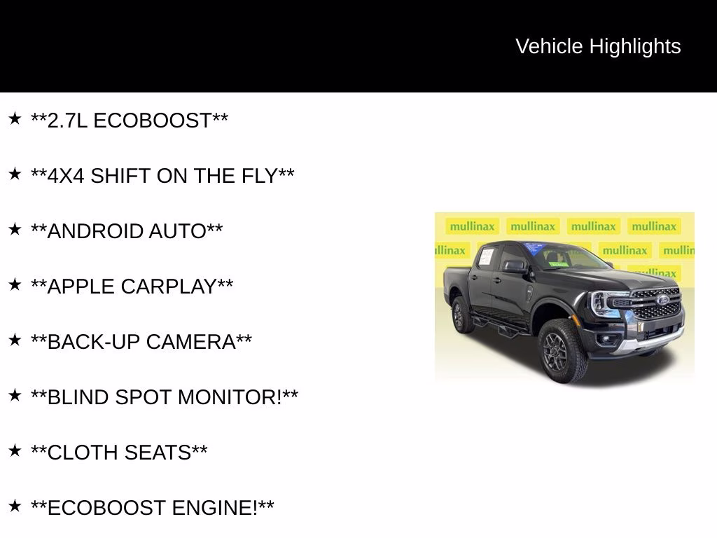 2025 Shadow Black Ford Ranger XLT 4X4 Truck