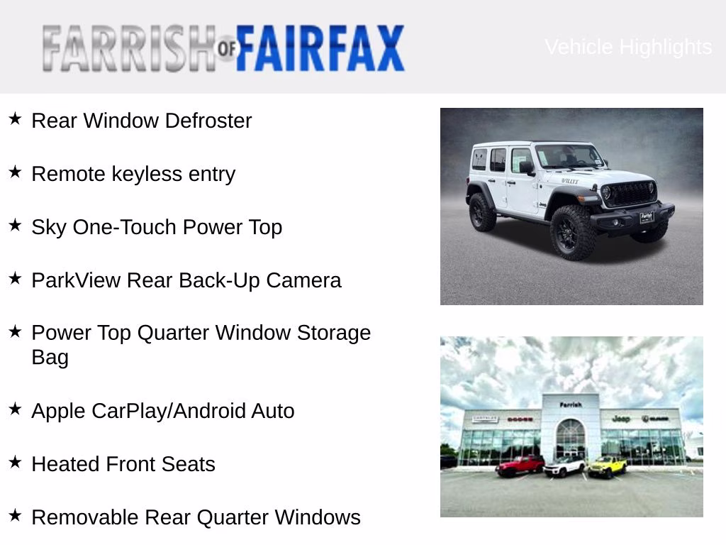 2026 Bright White Clearcoat Jeep Wrangler Willys 4X4 SUV