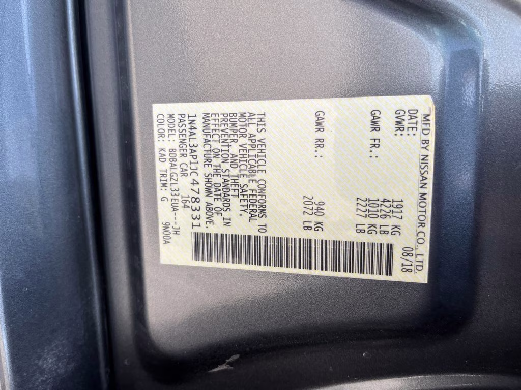 2018 Gun Metallic Nissan Altima 2.5 S FWD Sedan
