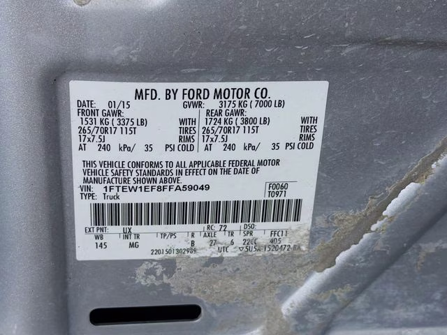 2015 Ingot Silver Ford F-150 XLT 4X4 Truck