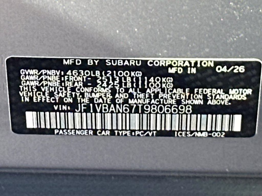 2026 Ice Silver Metallic Subaru WRX Limited AWD Sedan