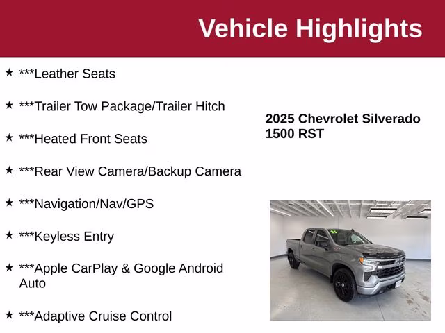 2025 Sterling Gray Metallic Chevrolet Silverado 1500 RST 4X4 Truck