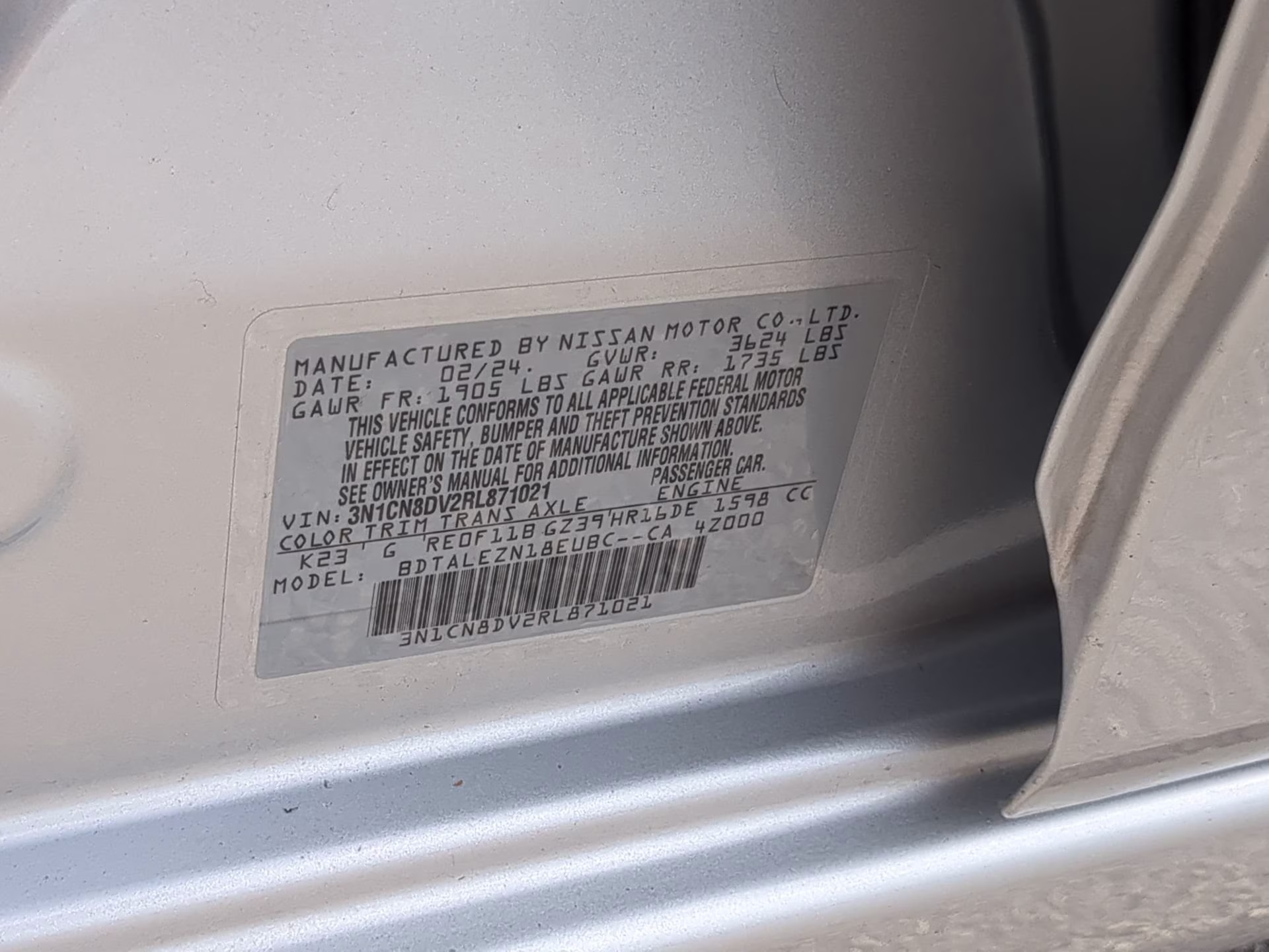 2024 Brilliant Silver Metallic Nissan Versa S FWD Sedan
