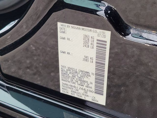 2020 Super Black Clearcoat Nissan Altima 2.5 S FWD Sedan
