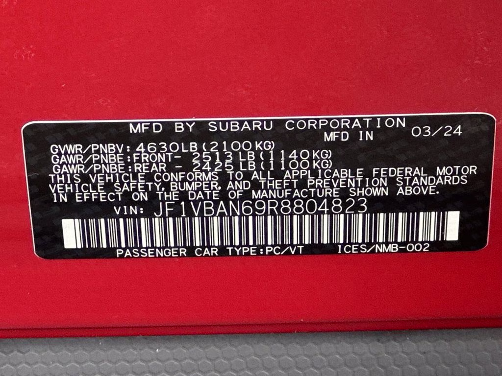 2024 Ignition Red Subaru WRX Limited AWD Sedan