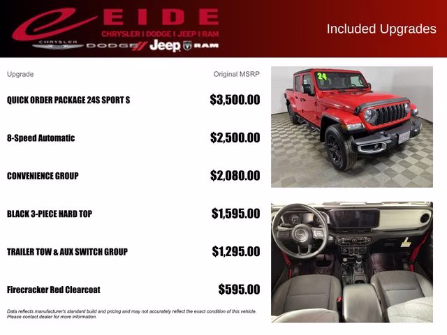 2024 Firecracker Red Clearcoat Jeep Gladiator Sport S 4X4 Truck
