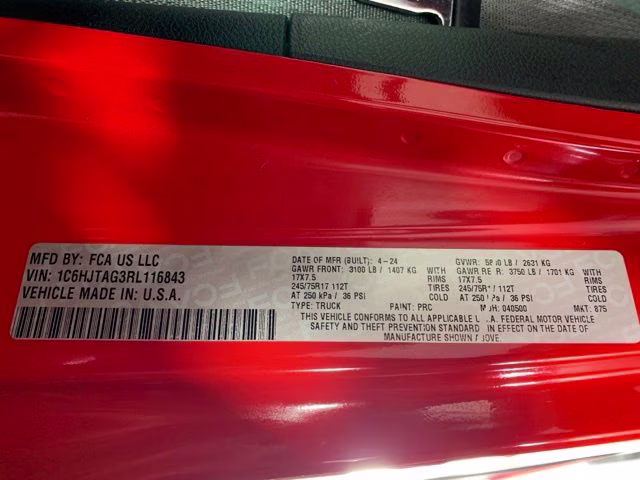 2024 Firecracker Red Clearcoat Jeep Gladiator Sport S 4X4 Truck