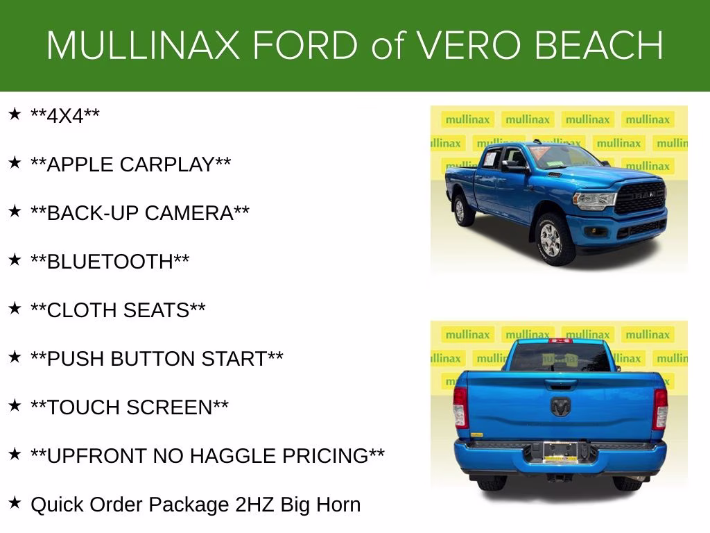 2022 Hydro Blue Pearlcoat Ram 2500 Big Horn 4X4 Truck