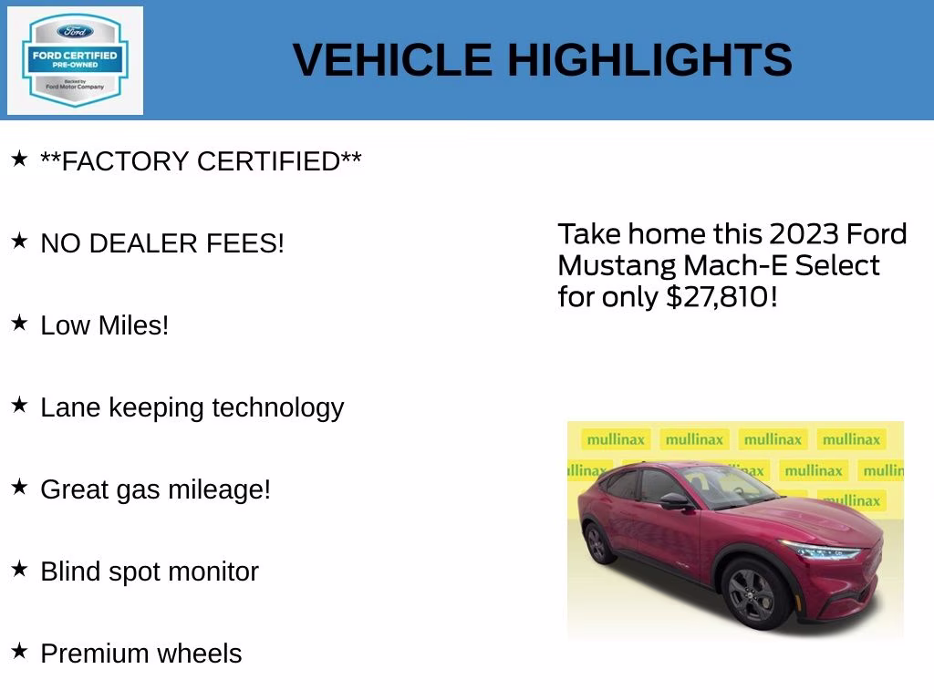 2023 Rapid Red Metallic Tinted Clearcoat Ford Mustang Mach-E Select AWD SUV
