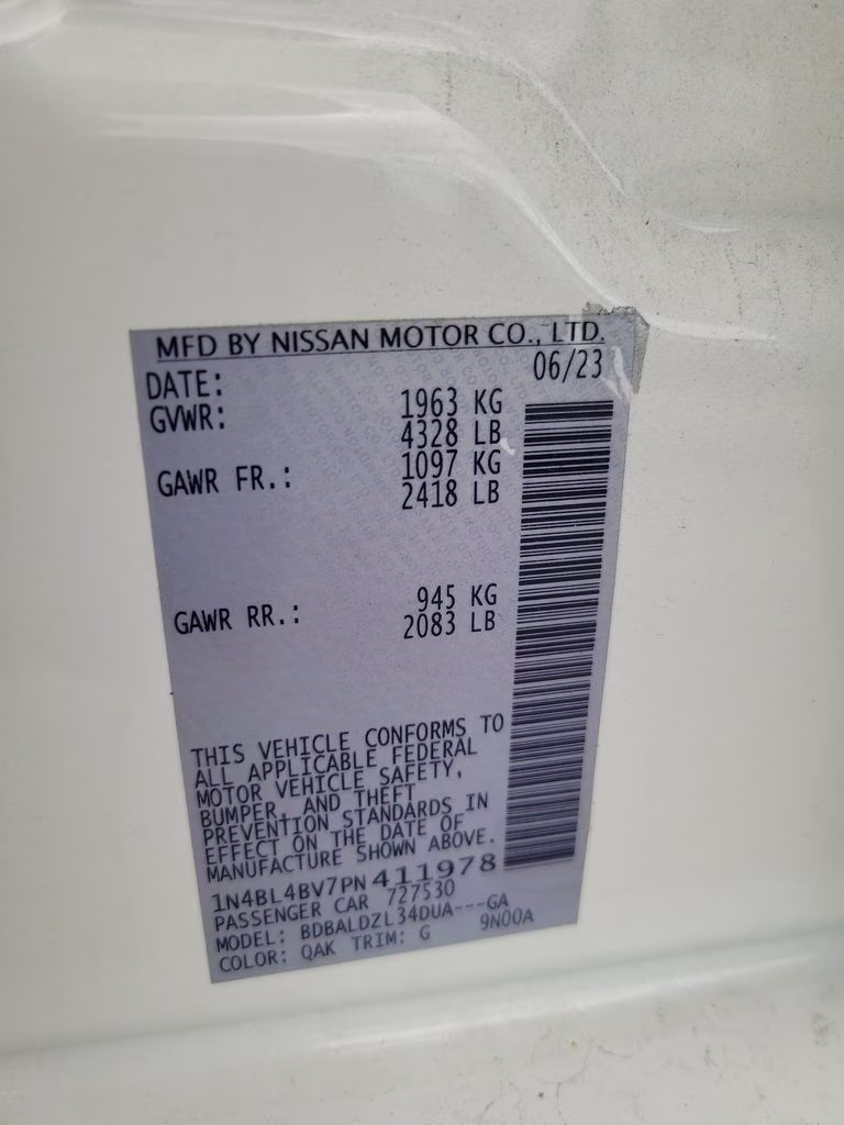 2023 Glacier White Nissan Altima 2.5 S FWD Sedan