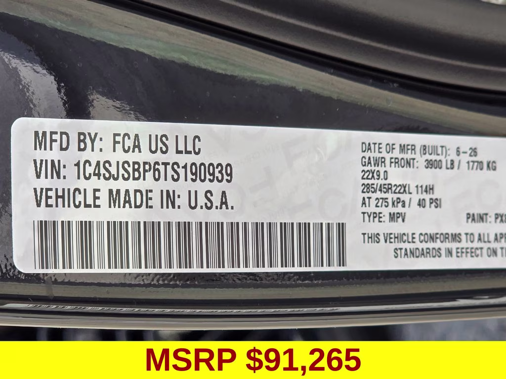 2026 High Gloss Black Jeep Grand Wagoneer L Limited Reserve 4X4 SUV