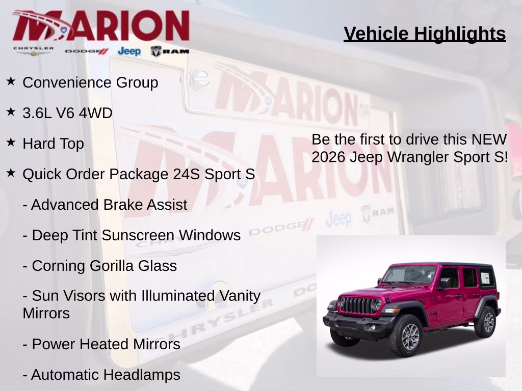 2026 Tuscadero Pearlcoat Jeep Wrangler Sport S 4X4 SUV