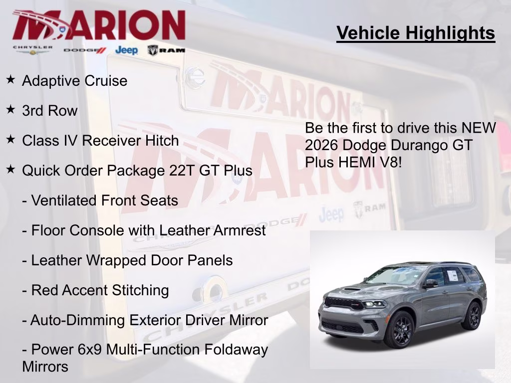 2026 Destroyer Gray Clearcoat Dodge Durango GT Plus HEMI V8 AWD SUV