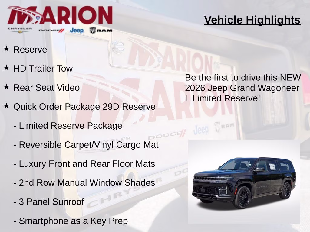 2026 High Gloss Black Jeep Grand Wagoneer L Limited Reserve 4X4 SUV
