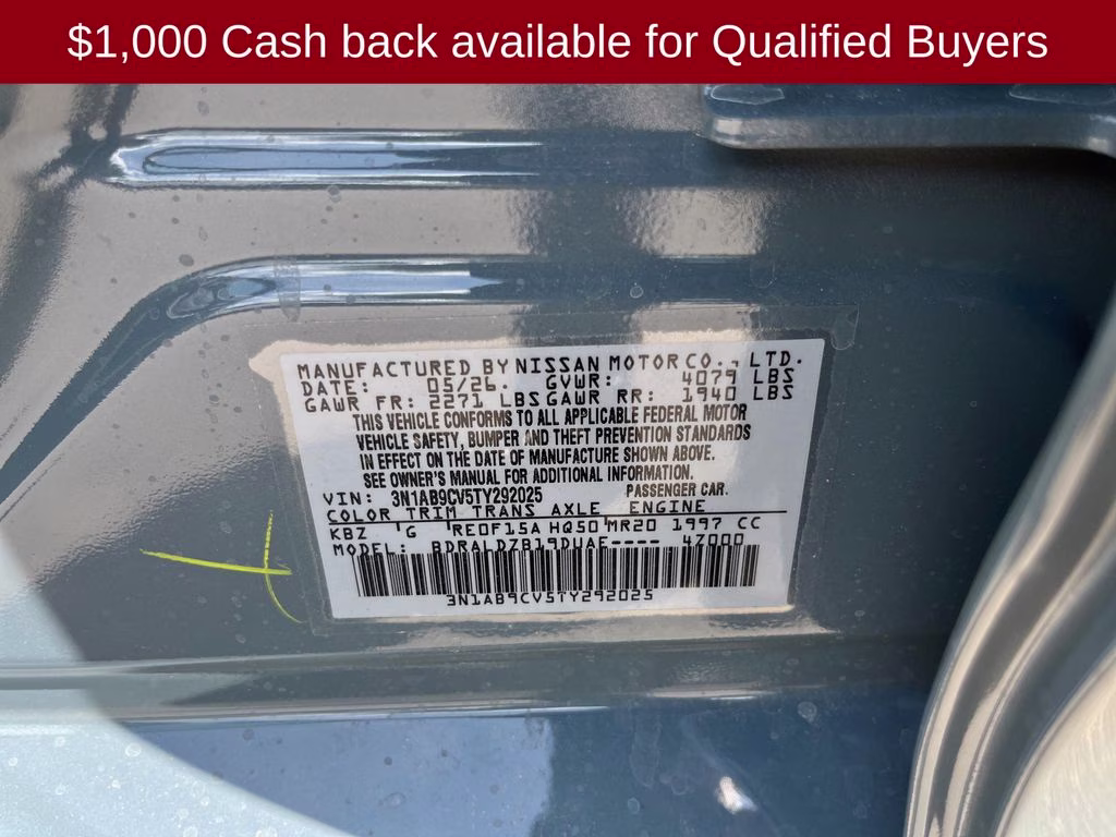 2026 Atlantic Gray Metallic Nissan Sentra SV FWD Sedan