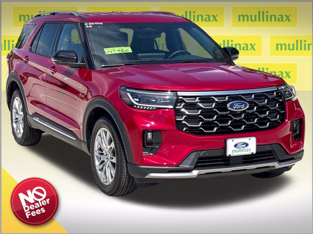 2026 Rapid Red Metallic Tinted Clearcoat Ford Explorer Platinum RWD SUV