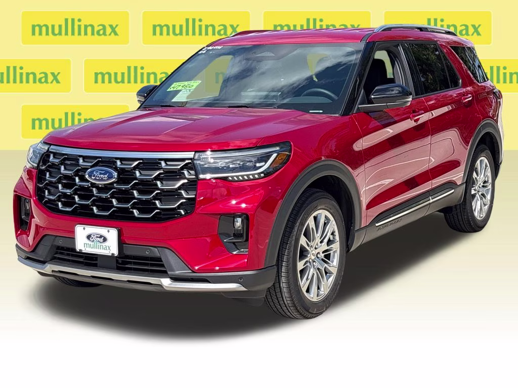 2026 Rapid Red Metallic Tinted Clearcoat Ford Explorer Platinum RWD SUV