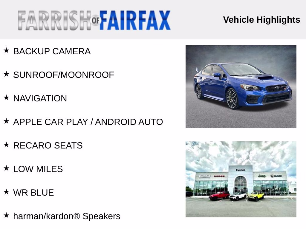 2020 WR Blue Pearl Subaru WRX STi Limited AWD Sedan
