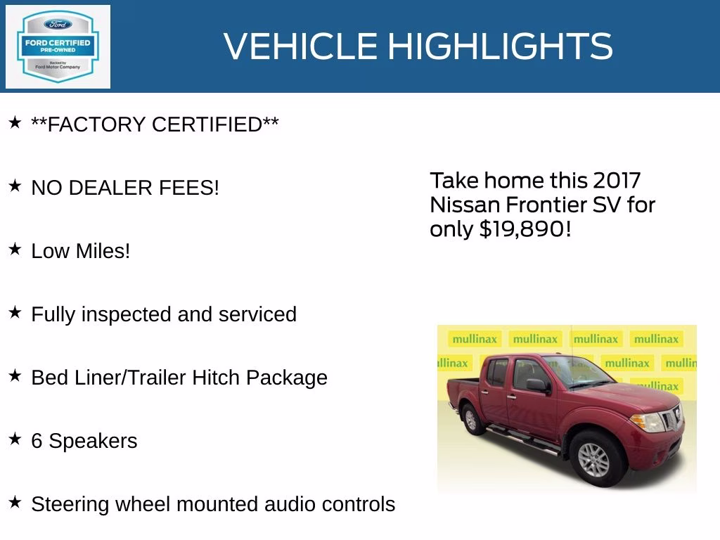 2017 Lava Red Nissan Frontier SV RWD Truck