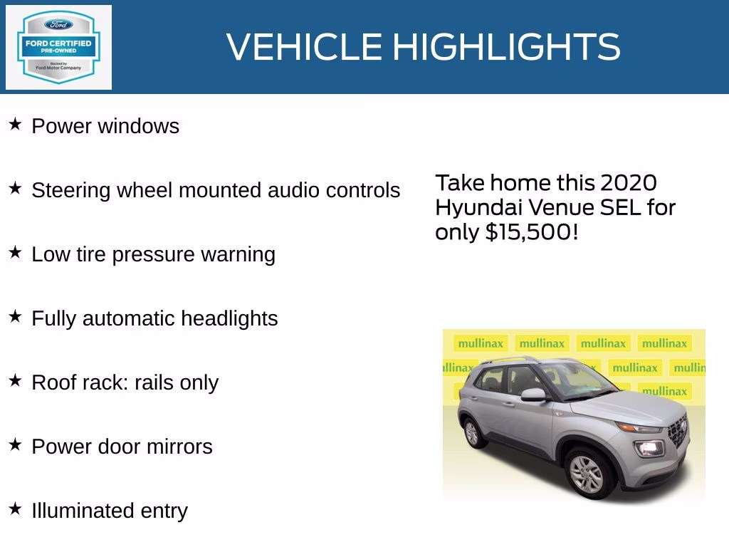 2020 Stellar Silver Hyundai Venue SEL FWD SUV