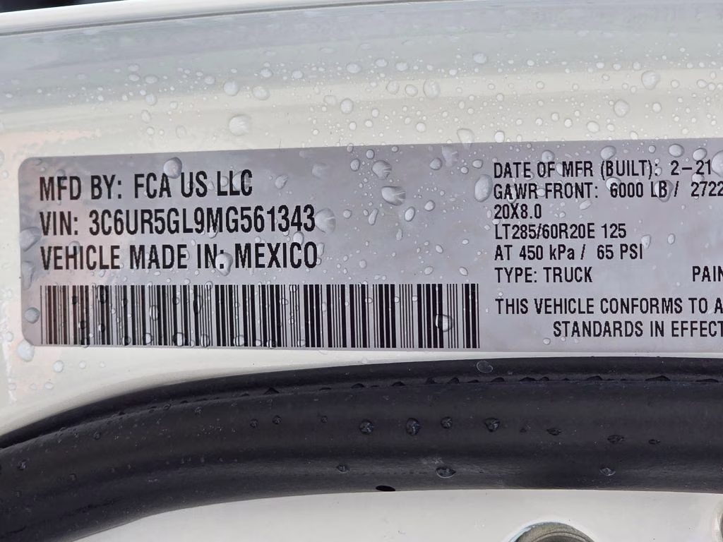 2021 Pearl White Ram 2500 Longhorn 4X4 Truck