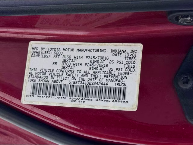 2002 Sunfire Red Pearl Toyota Tundra SR5 RWD Truck