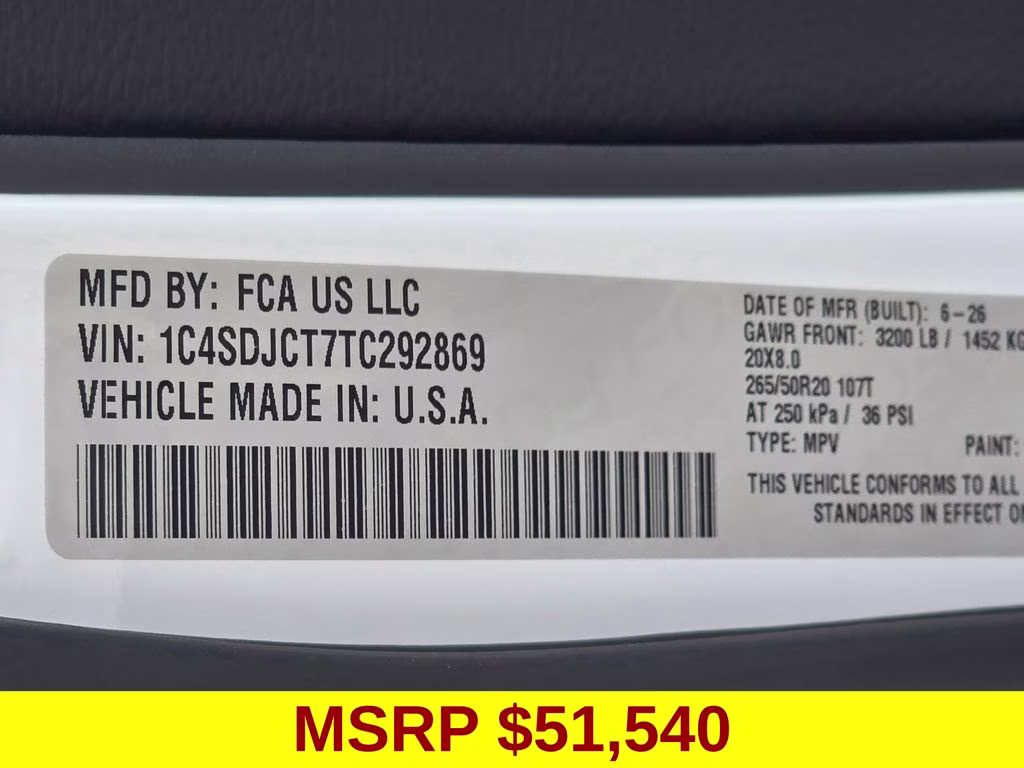 2026 White Knuckle Clearcoat Dodge Durango GT Plus HEMI V8 AWD SUV