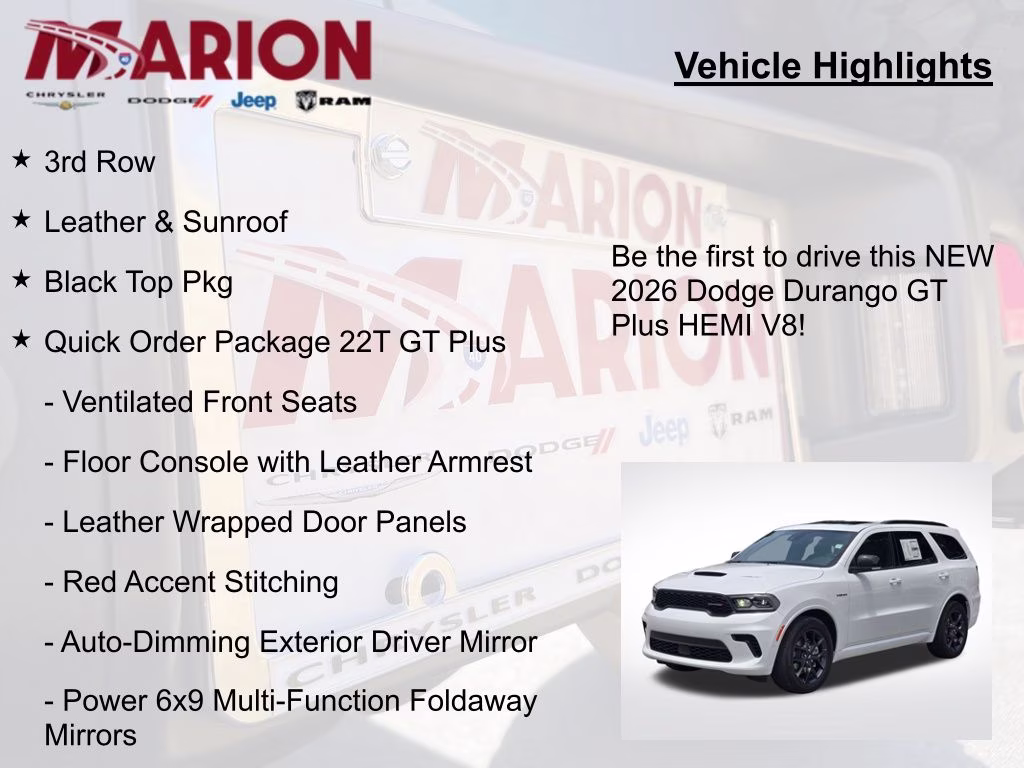 2026 White Knuckle Clearcoat Dodge Durango GT Plus HEMI V8 AWD SUV