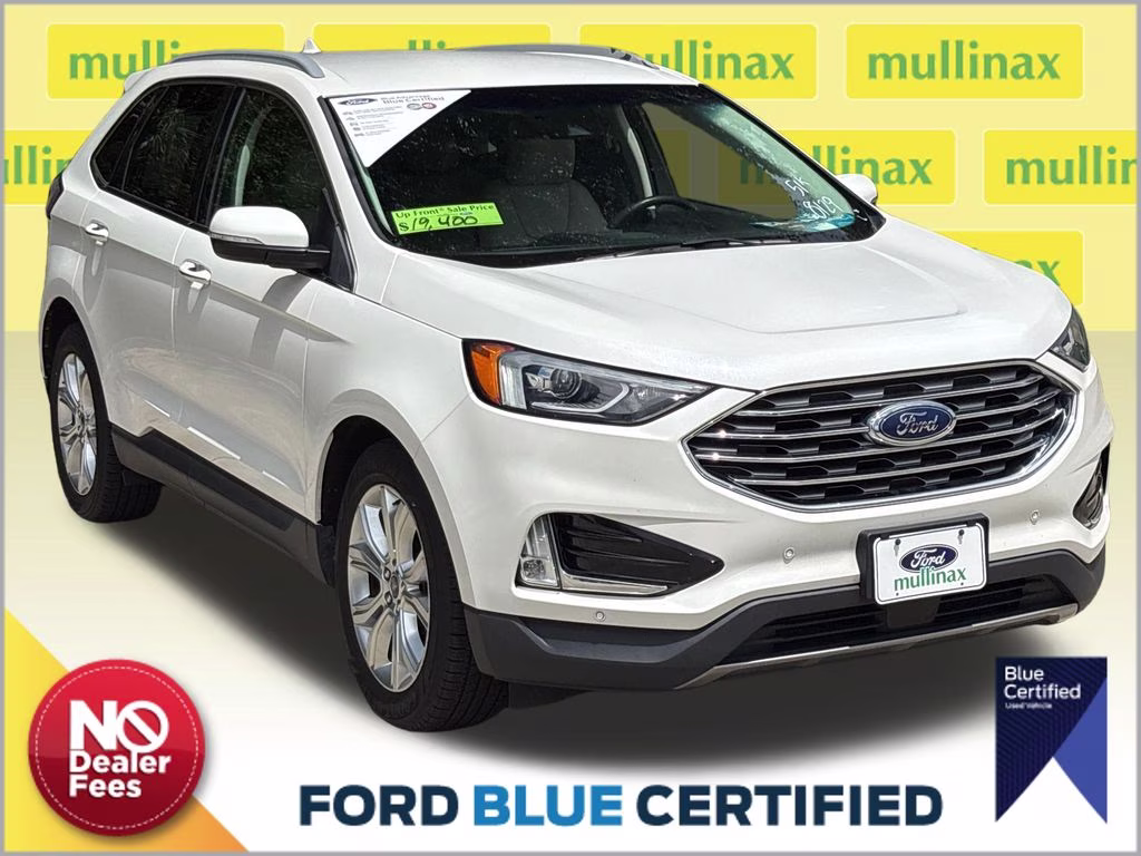 2020 White Metallic Ford Edge Titanium FWD SUV