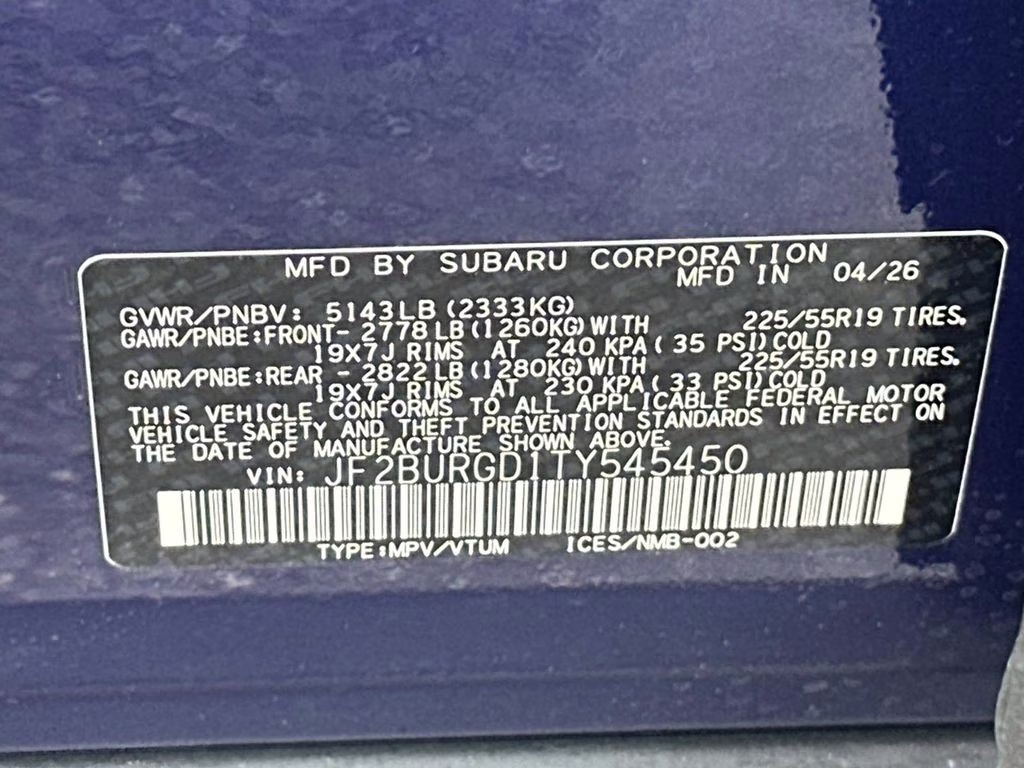 2026 Sp5 Subaru Outback Limited XT AWD SUV