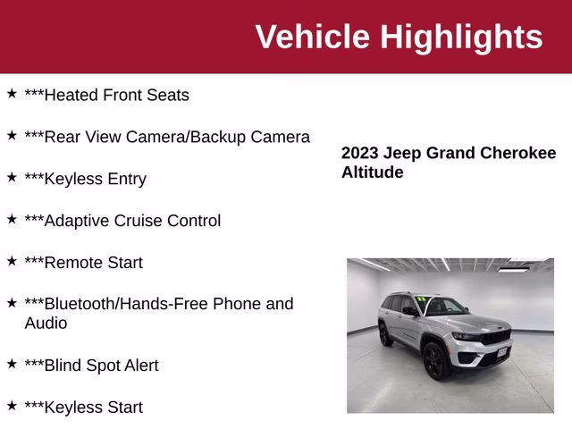 2023 Silver Zynith Jeep Grand Cherokee Altitude X 4X4 SUV