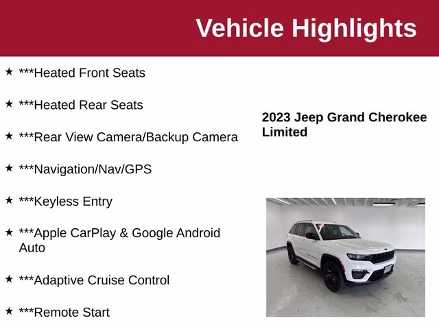 2023 Bright White Clearcoat Jeep Grand Cherokee Limited 4X4 SUV
