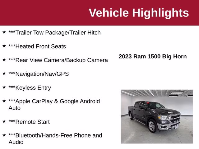 2023 Granite Crystal Metallic Clearcoat Ram 1500 Big Horn 4X4 Truck
