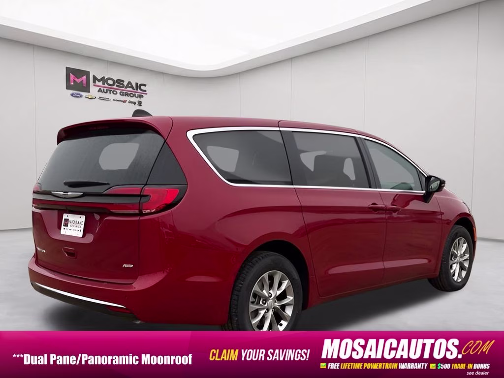 2026 Red Hot Pearlcoat Chrysler Pacifica Select Uconnect Theater Family Group II AWD Van