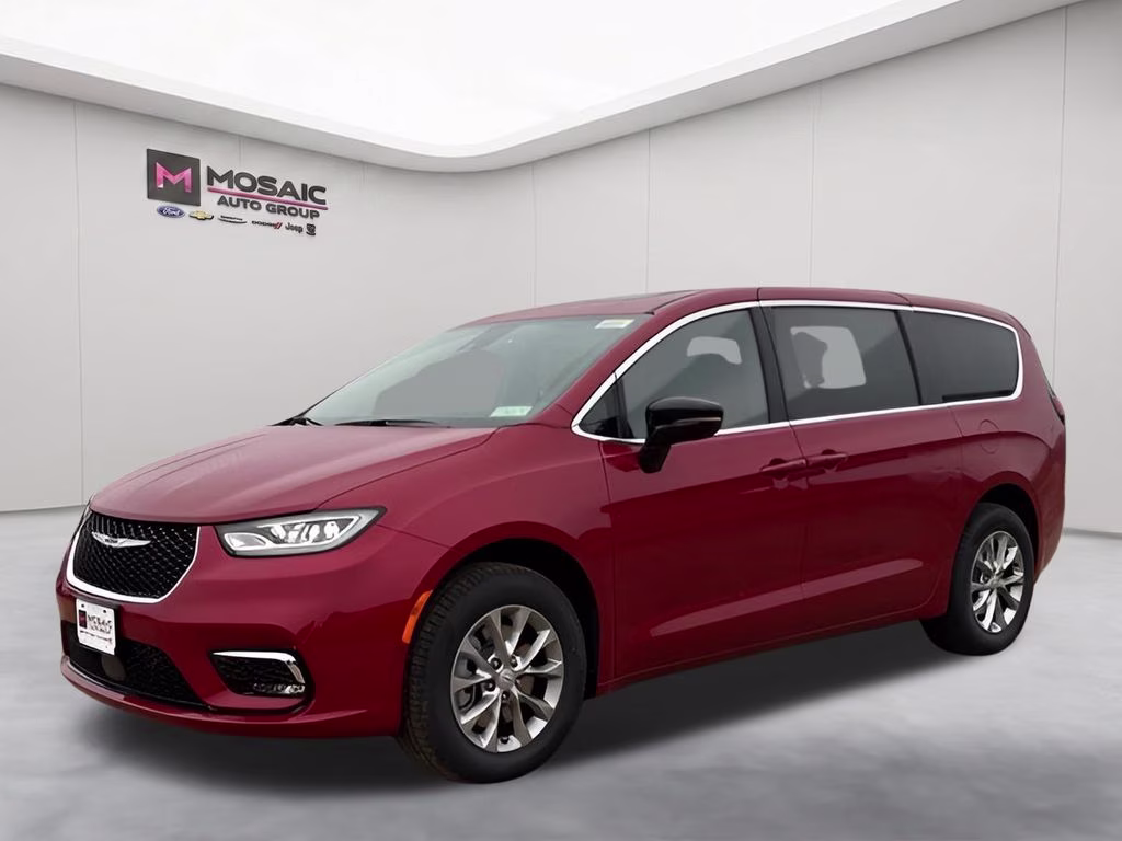 2026 Red Hot Pearlcoat Chrysler Pacifica Select Uconnect Theater Family Group II AWD Van