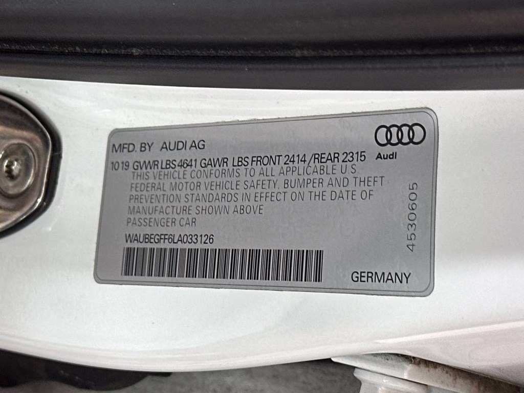 2020 White Audi A3 AWD Sedan