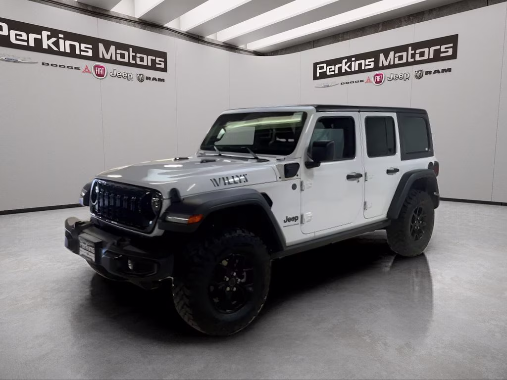 2025 Bright White Clearcoat Jeep Wrangler 4xe Willys 4X4 SUV