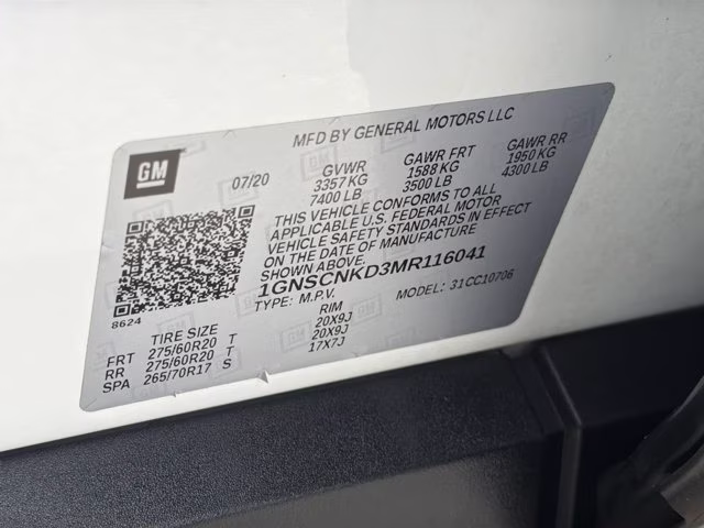 2021 Summit White Chevrolet Tahoe LT RWD SUV