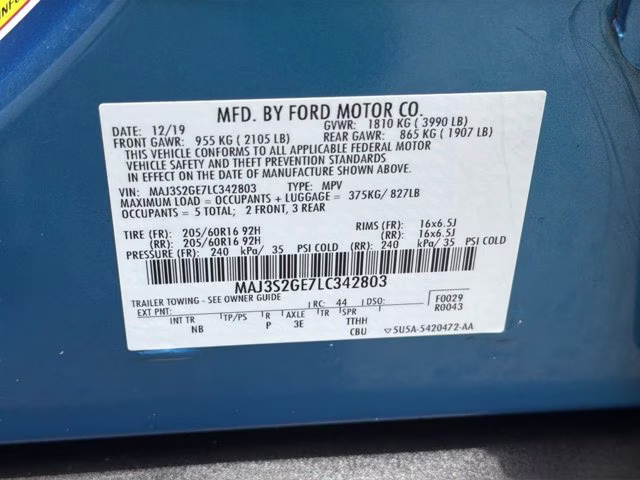 2020 Blue Candy Ford EcoSport SE FWD SUV