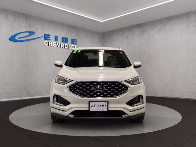 2021 White Metallic Ford Edge Titanium AWD SUV