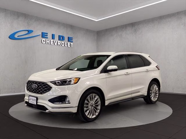 2021 White Metallic Ford Edge Titanium AWD SUV