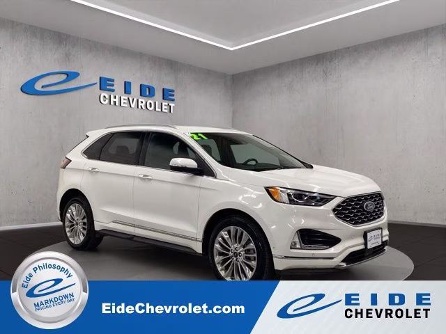 2021 White Metallic Ford Edge Titanium AWD SUV