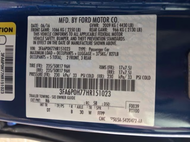 2017 Lightning Blue Ford Fusion SE FWD Sedan