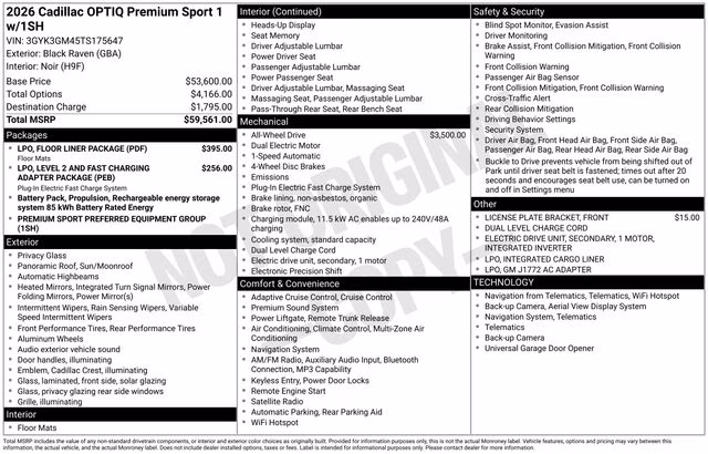 2026 Black Raven Cadillac OPTIQ Premium Sport RWD SUV