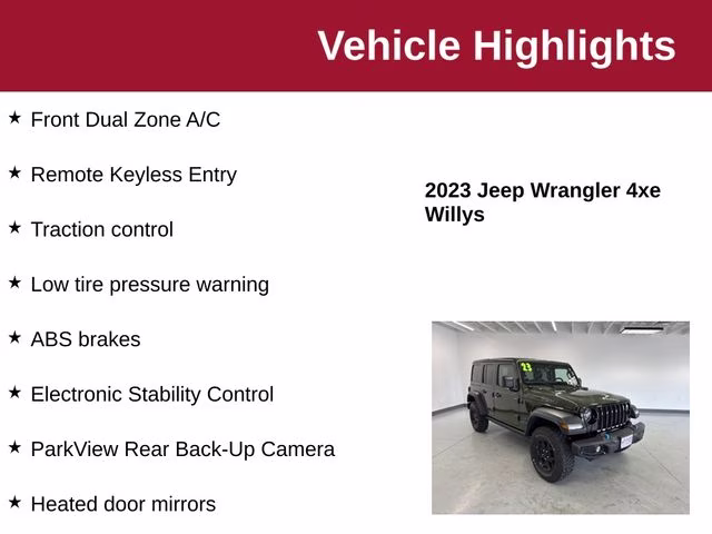 2023 Sarge Green Clearcoat Jeep Wrangler Willys 4xe 4X4 SUV