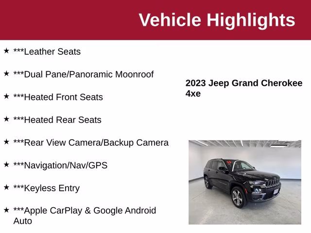 2023 Diamond Black Crystal Pearlcoat Jeep Grand Cherokee 4xe 4X4 SUV