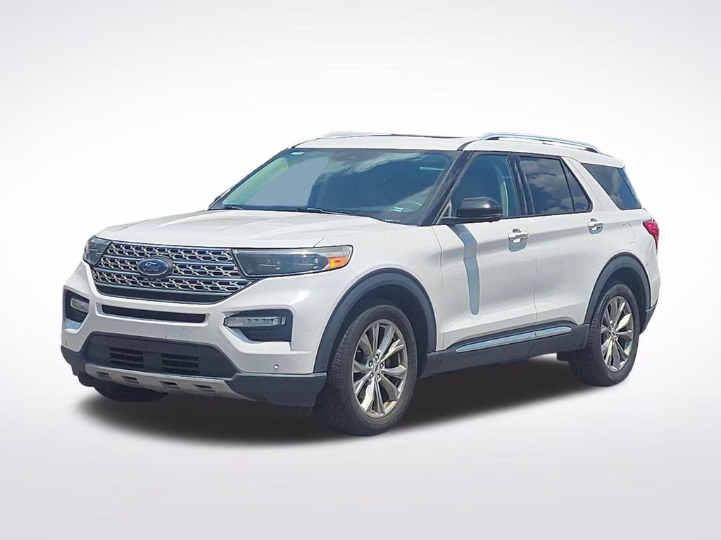 2021 Star White Metallic Tri-Coat Ford Explorer Limited RWD SUV