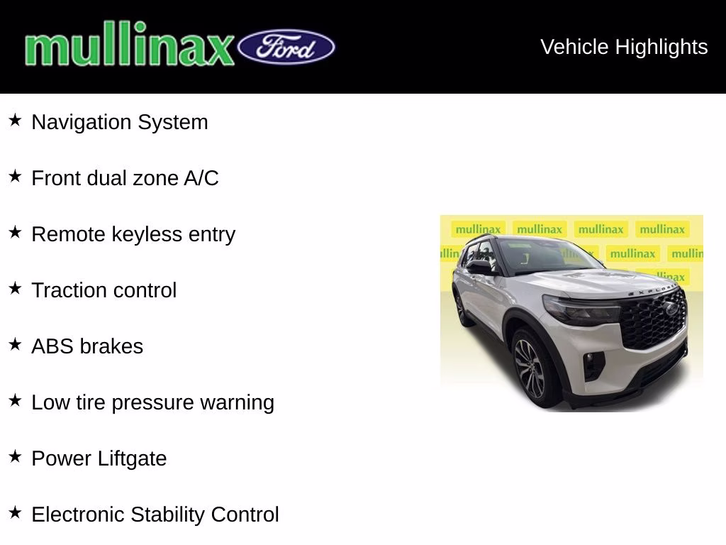2026 Star White Metallic Tri-Coat Ford Explorer ST-Line RWD SUV
